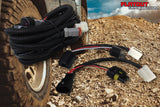 High beam to driving light plug and play wiring loom 12v double plug complete kit flat out off road