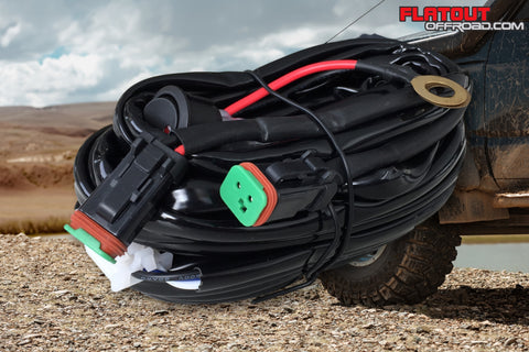 led light bar or spotlight plug and play wiring loom 12v double plug complete loom