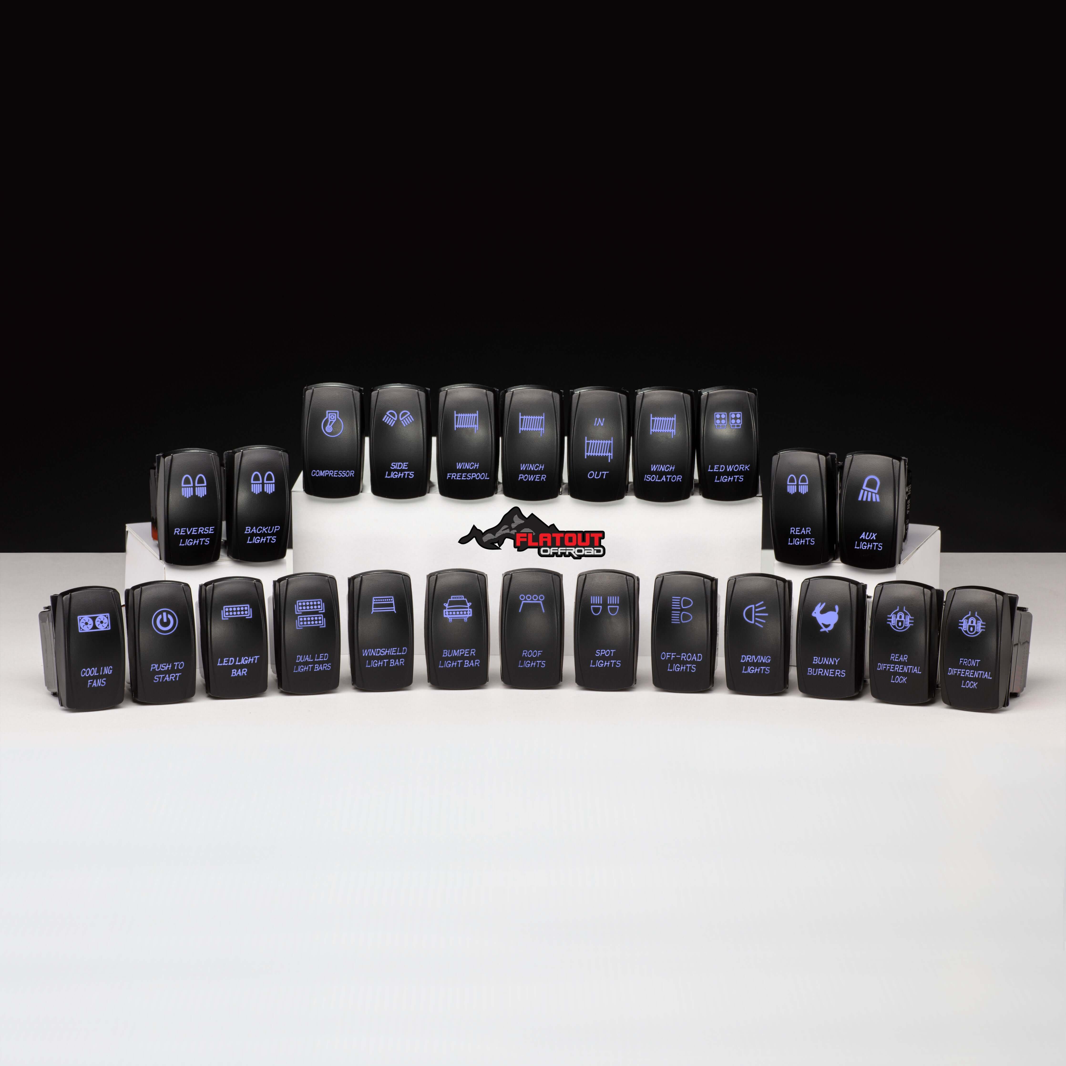 BLUE Laser Engraved Rocker Switch