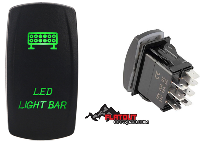 Rocker Switch GREEN Laser Engraved 5 pin